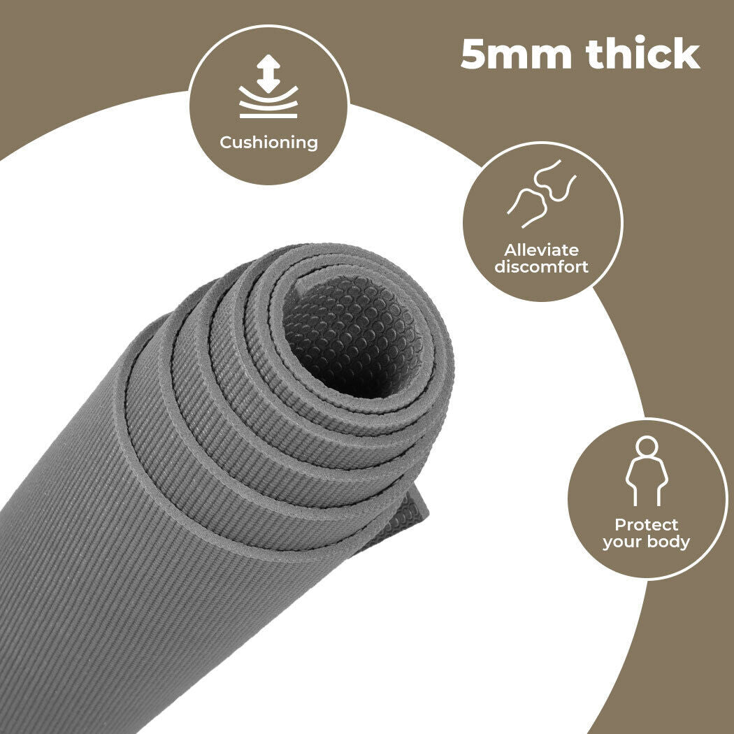 Centra Non-Slip 5mm Yoga Mat for Fitness and Exercise - 183x83cm