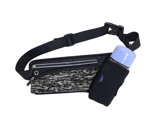 Reflective Running Belt Bag with Integrated Bottle Cage for Workouts, Cycling, and Running