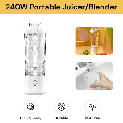 240W Portable Juicer Cup USB Blender 600Ml Travel Smoothies Fruit Mixer Machine