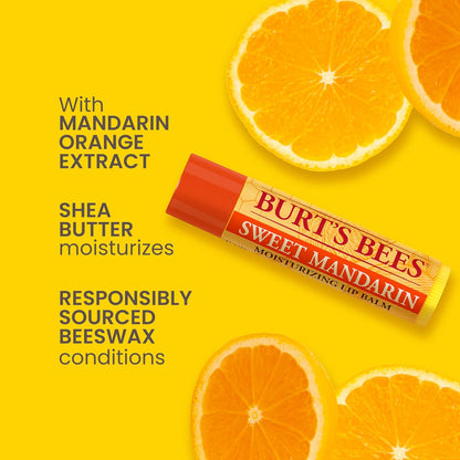 100% Natural Origin Moisturising Lip Balm, Sweet Mandarin, 1 Tube, 4.25G